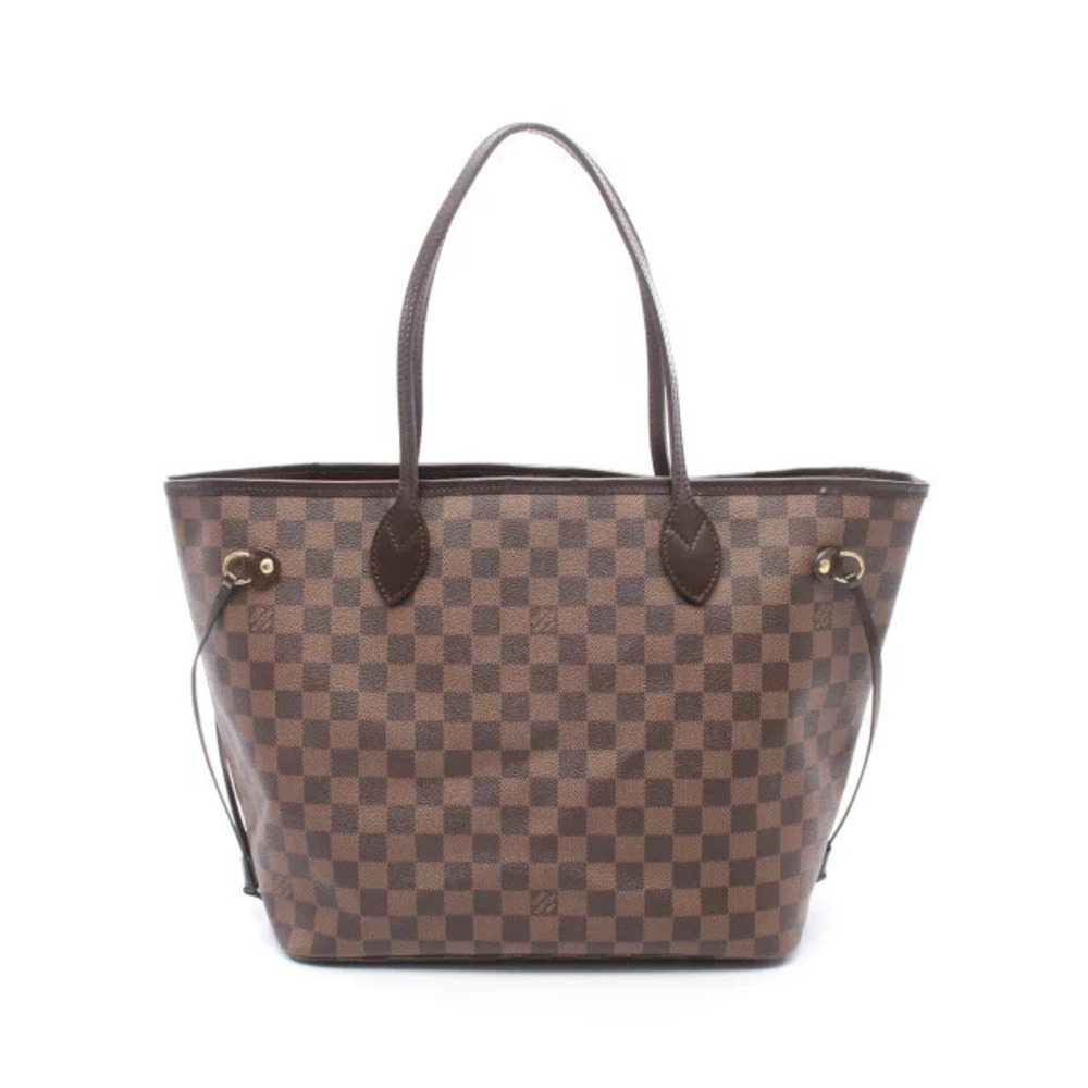 Louis Vuitton Neverfull Tote Bag Canvas Leather Damier Brown